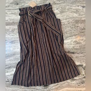 Promesa Black and Brown Striped Midi Skirt